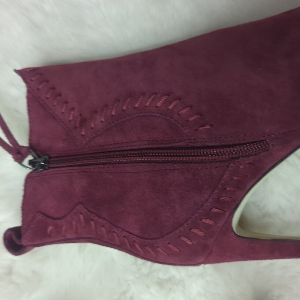 REBECCA MINKOFF Burgundy Suede Heel Booties ~ EUC - Picture 5 of 9